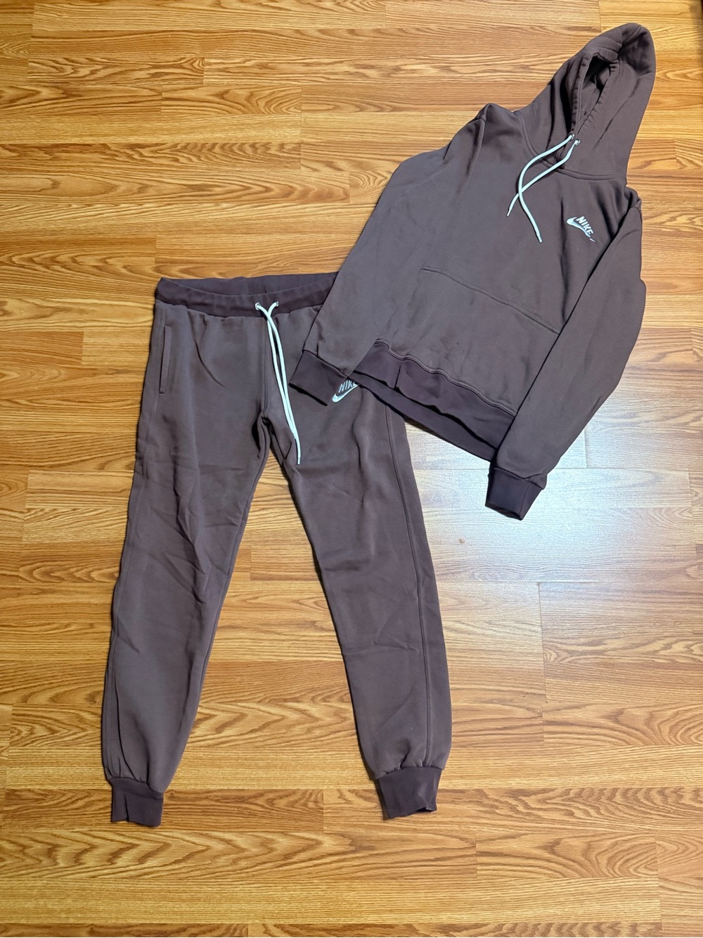 Nike Brown Hoodie and Joggers with Mint Drawcords